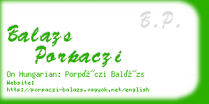 balazs porpaczi business card